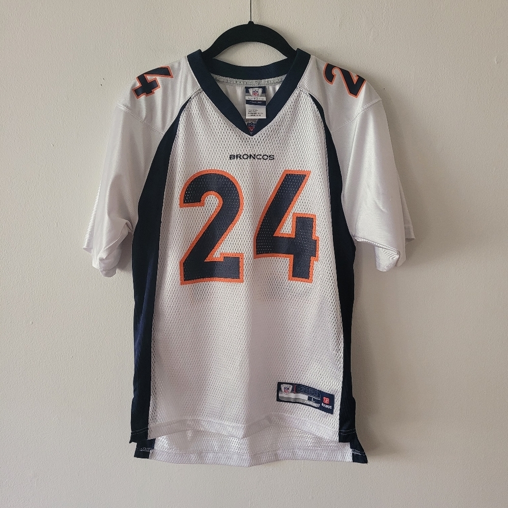 Broncos Kids NFL‎ Equipment Jersey #24 Bailey Large 14-16 Navy Orange White